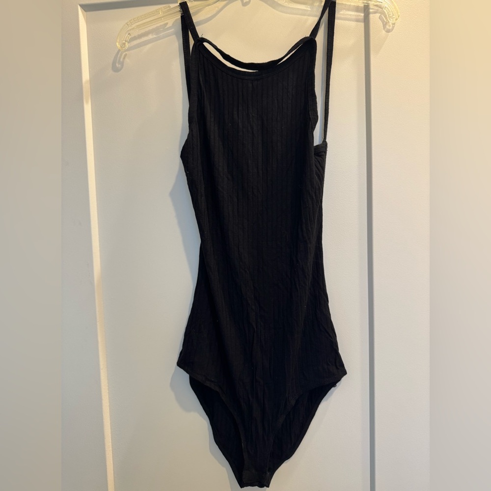 Aqua Black Ribbed Bodysuit